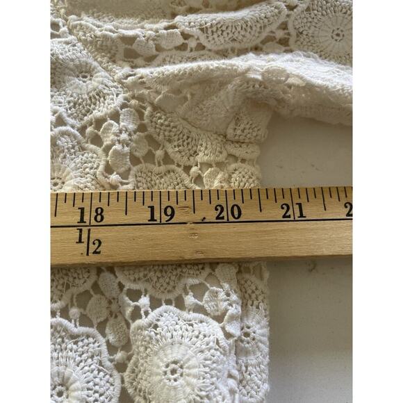 Talbots Lace Eyelet Crochet Top Size 16 Beige Lined Coquette Cottagecore Career - Picture 8 of 13